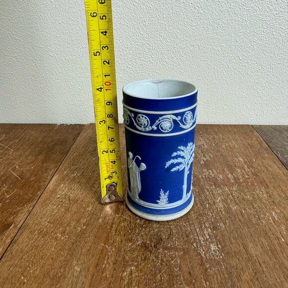 Wedgwood‎ England dark blue Navy Jasperware 4 inch Cylindrical Spill Vase - Picture 12 of 12